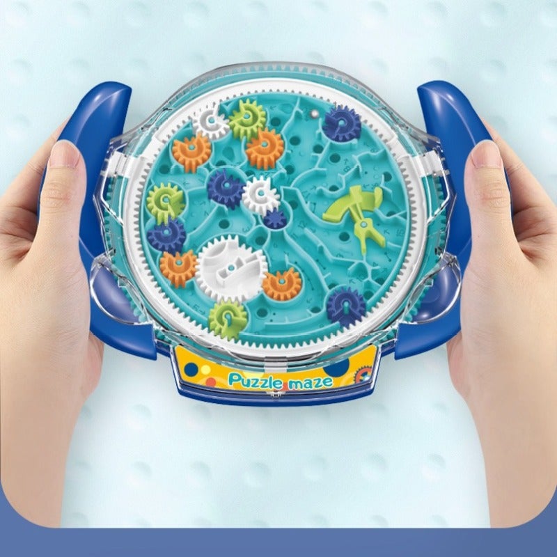 Educational Gear Puzzle Toy: Blue, Portable Design - Ball Run Feature, Cognitive Skill Builder for Kids Aged 3 to 6, Home, Travel and Outdoor Play - Image 5