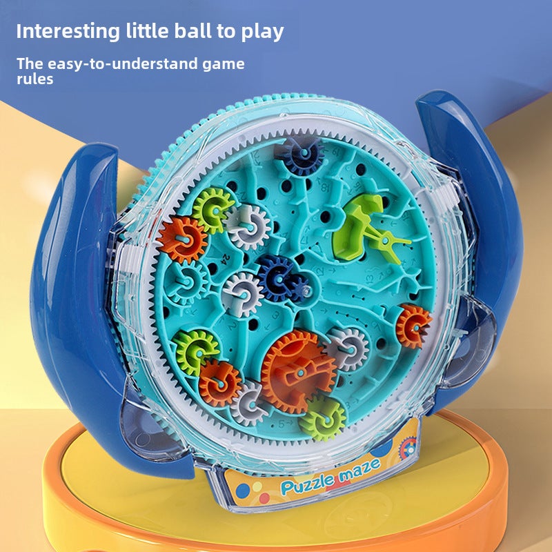 Educational Gear Puzzle Toy: Blue, Portable Design - Ball Run Feature, Cognitive Skill Builder for Kids Aged 3 to 6, Home, Travel and Outdoor Play - Image 3