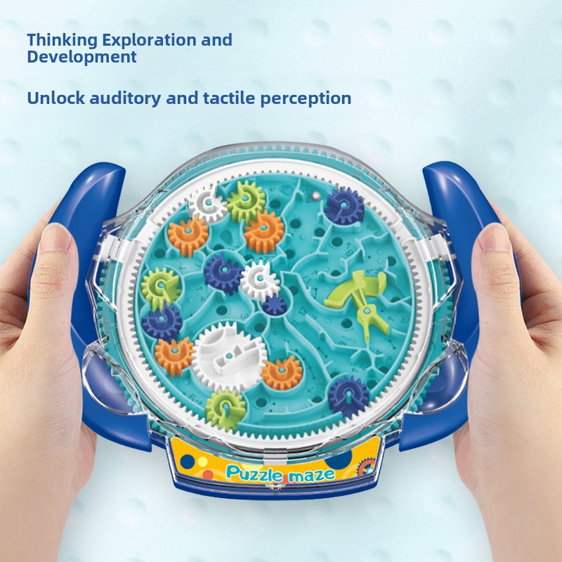 Educational Gear Puzzle Toy: Blue, Portable Design - Ball Run Feature, Cognitive Skill Builder for Kids Aged 3 to 6, Home, Travel and Outdoor Play - Image 4