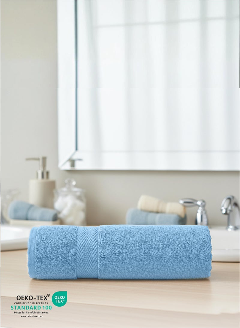 كوتون هوم Cotton Home Premium Cotton Towel 40x70cm Hand Towel 600 GSM Quick Dry Highly Absorbent Thick Bathroom SoftTowels for Bath And Spa Lightweight, Quick Dry and Durable Blue - Image 2