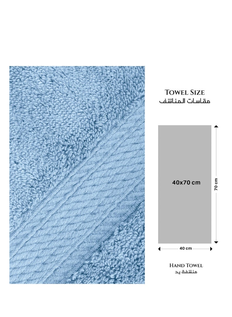 كوتون هوم Cotton Home Premium Cotton Towel 40x70cm Hand Towel 600 GSM Quick Dry Highly Absorbent Thick Bathroom SoftTowels for Bath And Spa Lightweight, Quick Dry and Durable Blue - Image 5