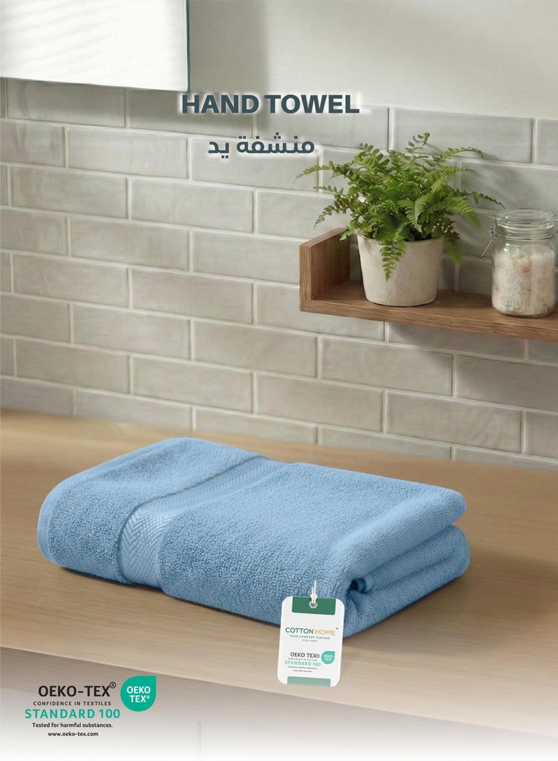 كوتون هوم Cotton Home Premium Cotton Towel 40x70cm Hand Towel 600 GSM Quick Dry Highly Absorbent Thick Bathroom SoftTowels for Bath And Spa Lightweight, Quick Dry and Durable Blue - Image 1