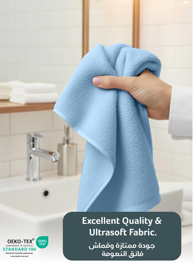 كوتون هوم Cotton Home Premium Cotton Towel 40x70cm Hand Towel 600 GSM Quick Dry Highly Absorbent Thick Bathroom SoftTowels for Bath And Spa Lightweight, Quick Dry and Durable Blue - Image 3