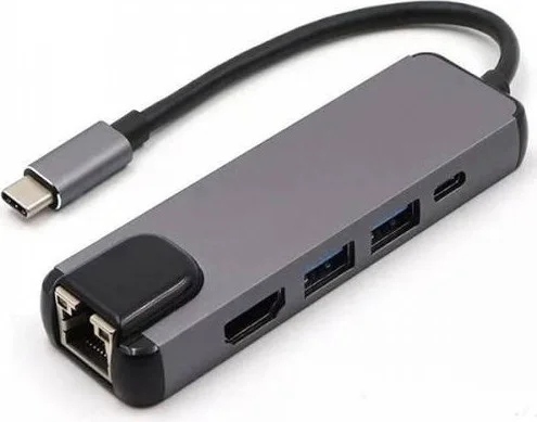 بولهاموبيل Polham USB 3.1 Type C To HDMI 2xusb 3.0 RJ45 Ethernet Converter Adapter Ipad Macbook Converter