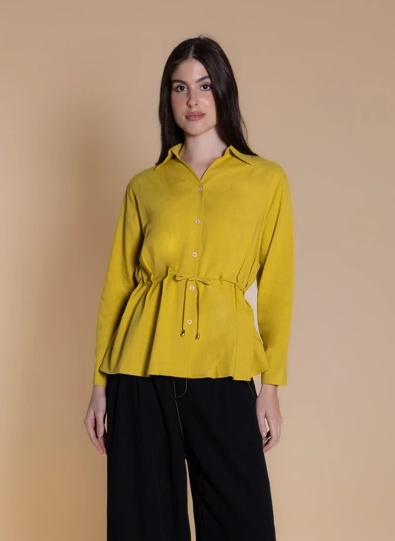 شايبس LINEN BLEND WAIST TIE SHIRT