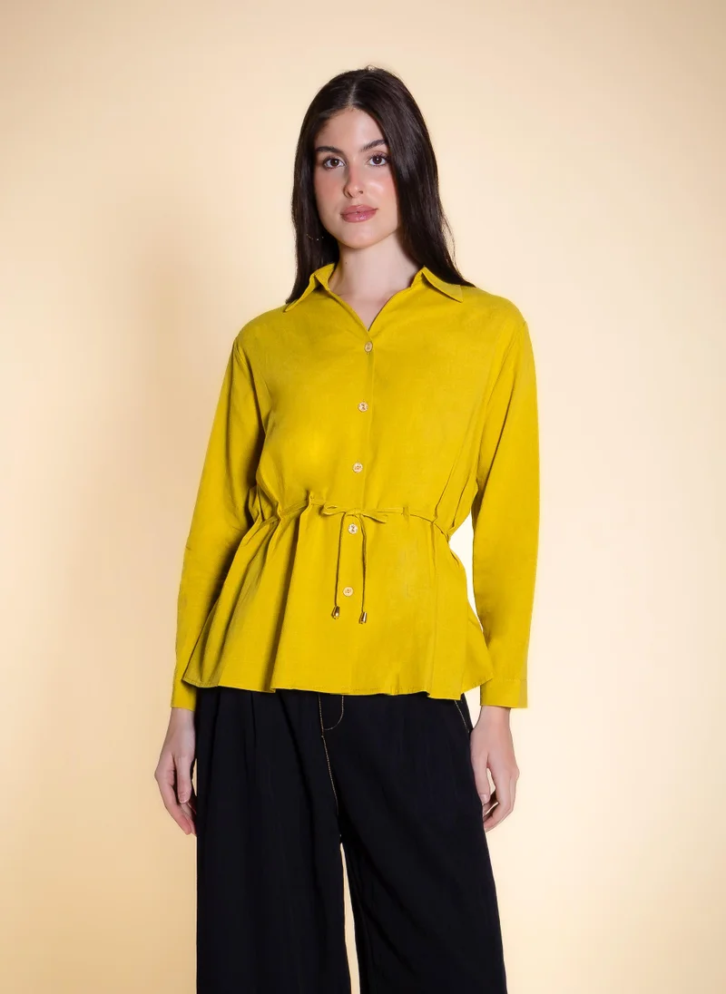 شايبس LINEN BLEND WAIST TIE SHIRT