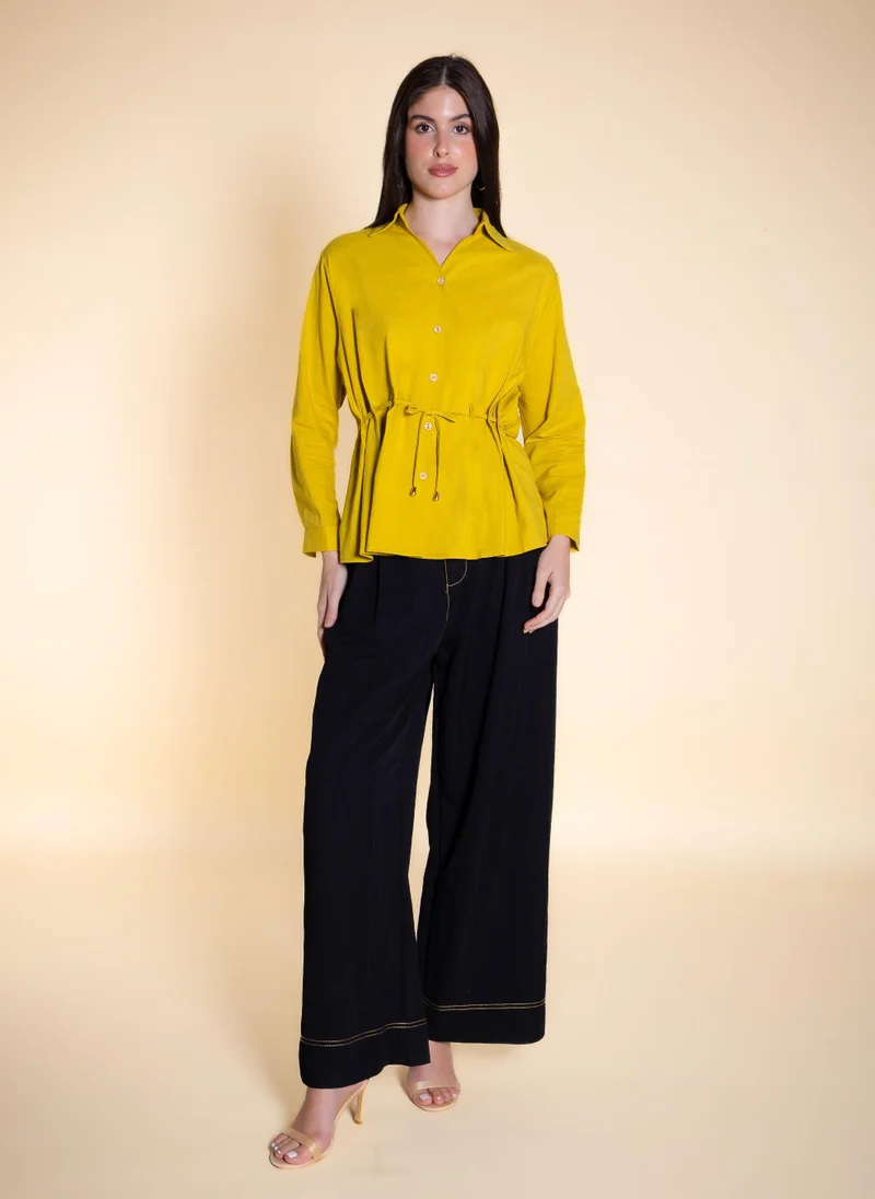 شايبس LINEN BLEND WAIST TIE SHIRT