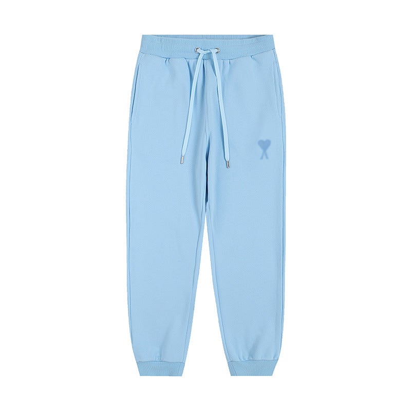 Dropshipping Ami Clams Heart Embroidery Couple Drawstring Sweatpants Loose Straight Pants Men'S And Women'S Sports Pants - Image 1
