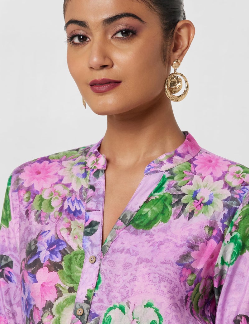 Biba Women's Purple Flared Poly Viscose Printed Dress - Image 4