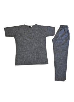 Rannah's Uniform Melange Scrub Suit Uniform Unisex Grey V-Neck Nurse Suit Set  - Image 2