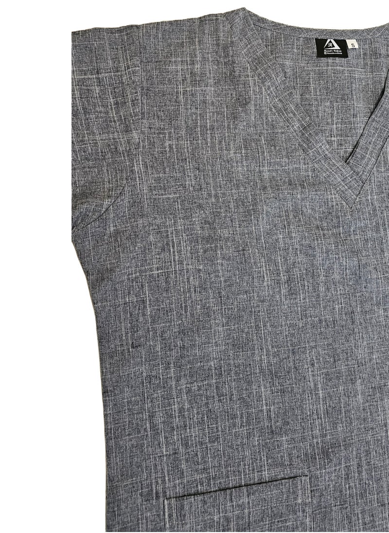 Rannah's Uniform - Melange Scrub Suit Uniform Unisex Grey V-Neck Nurse Suit Set - Image 1