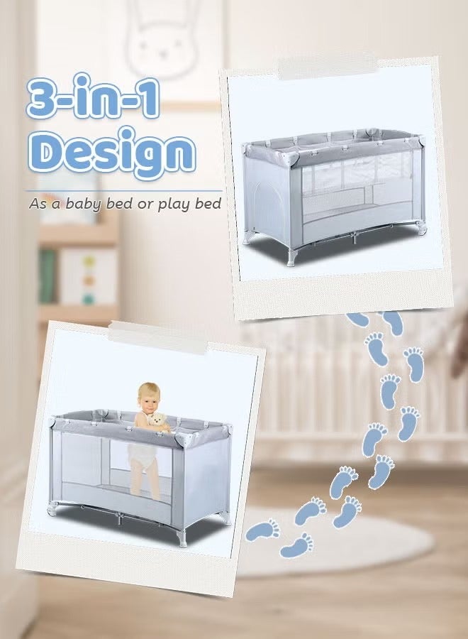 يو إل اتش واي سي سرير أطفال محمول 3 في 1 للسفر واللعب مع مهد - Image 4