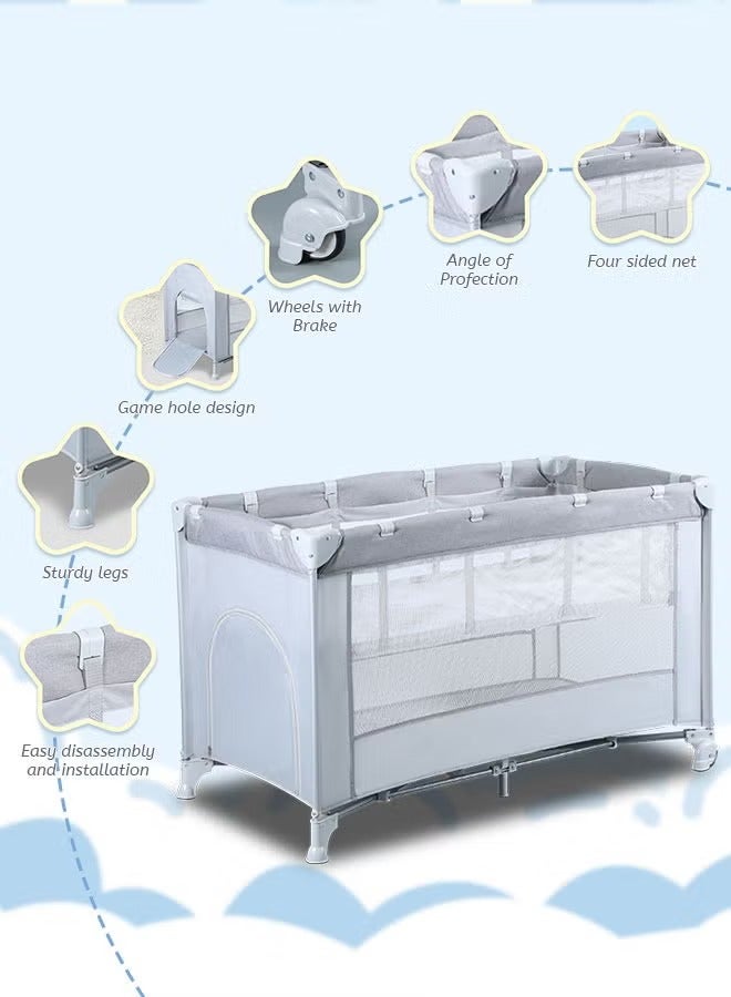 يو إل اتش واي سي سرير أطفال محمول 3 في 1 للسفر واللعب مع مهد - Image 5