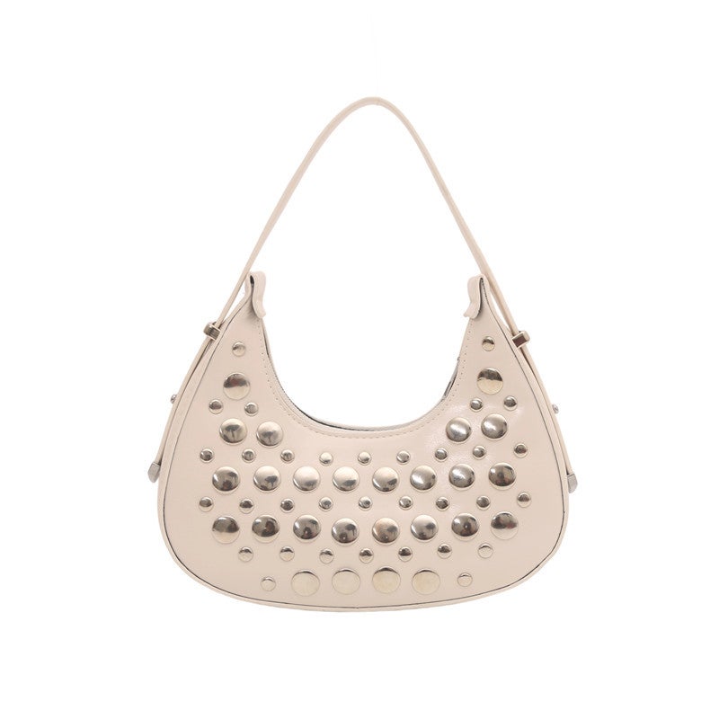 New Simple New Armpit Bag Personalized Trendy Cool Polka Dot Rivet Portable Bucket Bag For Women - Image 1