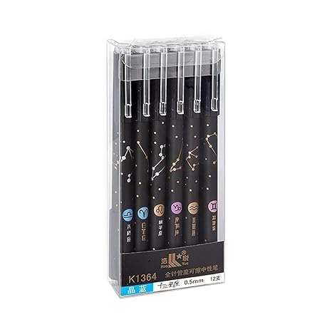 ARROLLIANT 12pcs Constellation Erasable Gel Pens 0.5mm Blue Ink Pen Smooth Writing for Student Note Taking Office School Stationary Supplies (blue pen-12) - Image 1