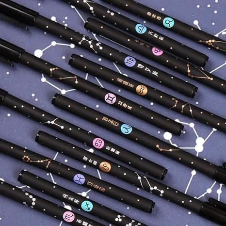 ARROLLIANT 12pcs Constellation Erasable Gel Pens 0.5mm Blue Ink Pen Smooth Writing for Student Note Taking Office School Stationary Supplies (blue pen-12) - Image 4