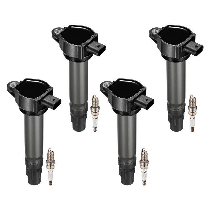BDFHYK Ignition Coil Pack and Iridium Spark Plugs Compatible with Chrysler 200 Sebring Dodge Avenger Caliber Journey Jeep Compass UF557 BY481ZFR5F Sets of 4