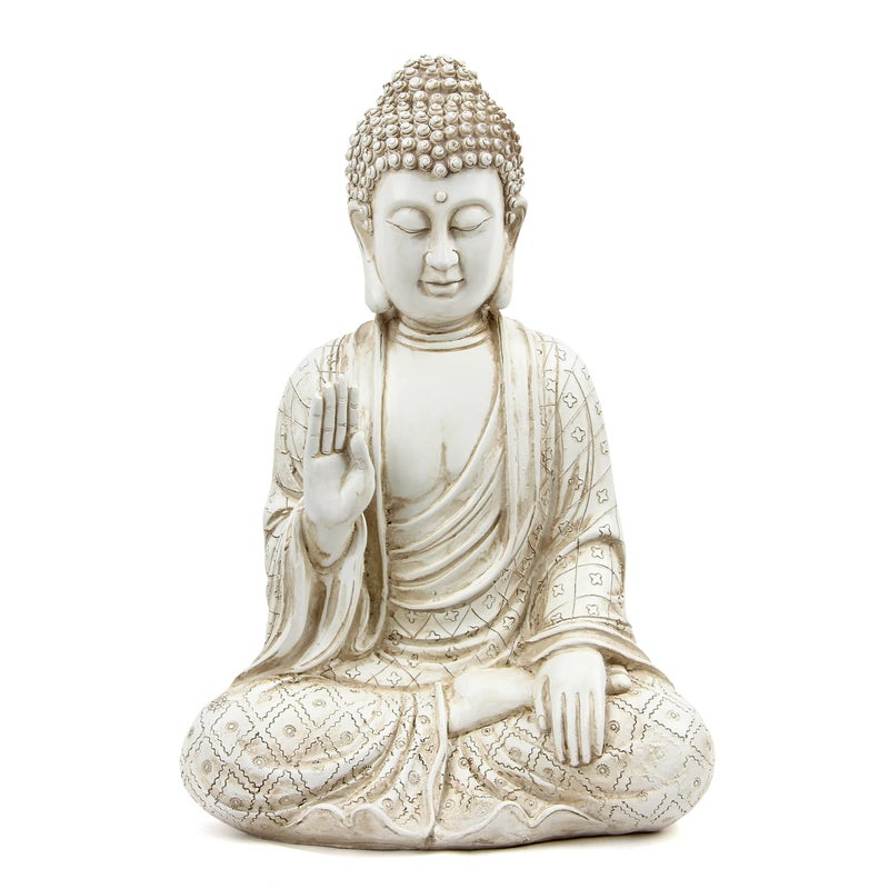 Leekung Buddha statue for home decor accents,laughing buddah statue for meditation zen garden spiritual room feng shui desk table yoga decor,small buda budda home decorations gifts antique ivory white - Image 1