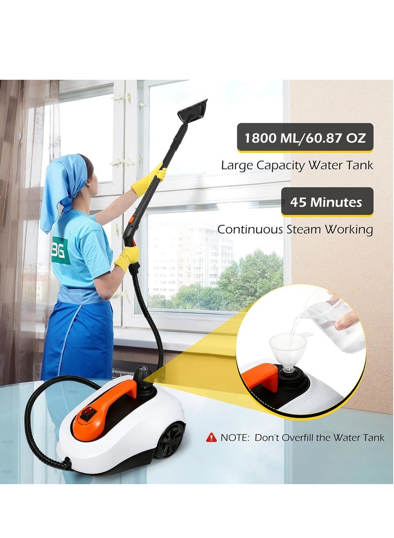 شاربدو منظف ​​بالبخار، منظف بالبخار عالي الحرارة، آلة تنظيف دوارة بقوة 1800 وات للاستخدام المنزلي لتنظيف السيارات والسجاد وكي الملابس، سعة 1.8 لتر، يقتل 99.99% من الفيروسات والبكتيريا - Image 5