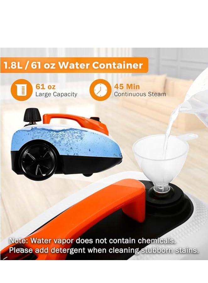 شاربدو منظف ​​بالبخار، منظف بالبخار عالي الحرارة، آلة تنظيف دوارة بقوة 1800 وات للاستخدام المنزلي لتنظيف السيارات والسجاد وكي الملابس، سعة 1.8 لتر، يقتل 99.99% من الفيروسات والبكتيريا - Image 4