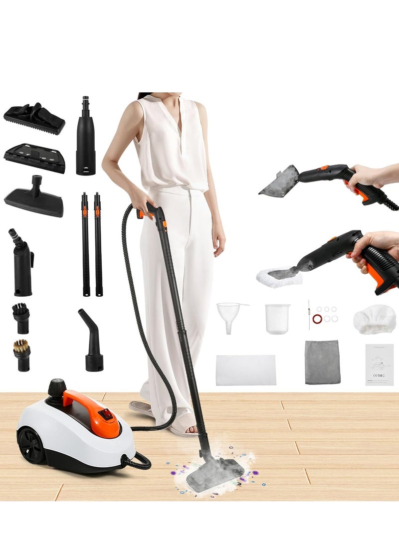 شاربدو منظف ​​بالبخار، منظف بالبخار عالي الحرارة، آلة تنظيف دوارة بقوة 1800 وات للاستخدام المنزلي لتنظيف السيارات والسجاد وكي الملابس، سعة 1.8 لتر، يقتل 99.99% من الفيروسات والبكتيريا - Image 2