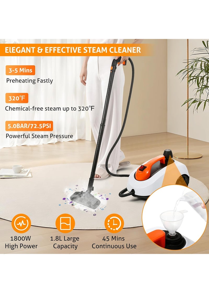 شاربدو منظف ​​بالبخار، منظف بالبخار عالي الحرارة، آلة تنظيف دوارة بقوة 1800 وات للاستخدام المنزلي لتنظيف السيارات والسجاد وكي الملابس، سعة 1.8 لتر، يقتل 99.99% من الفيروسات والبكتيريا - Image 3