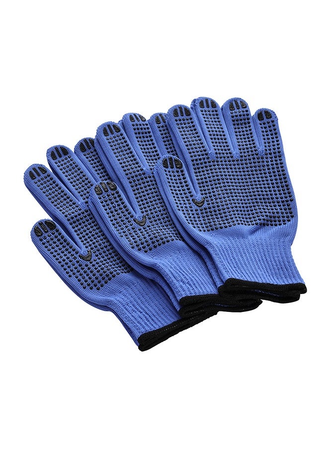 LAWAZIM Cotton Working Gloves -3 Pairs Blue Dotted- Non-Slip Rubber-Dotted Grip with Comfortable Fit Knitted Breathable Fabric - Durable Work Gloves for Gardening Repairs Construction and DIY Projects  - Image 1