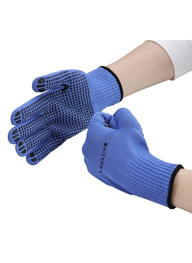 LAWAZIM Cotton Working Gloves -3 Pairs Blue Dotted- Non-Slip Rubber-Dotted Grip with Comfortable Fit Knitted Breathable Fabric - Durable Work Gloves for Gardening Repairs Construction and DIY Projects  - Image 3