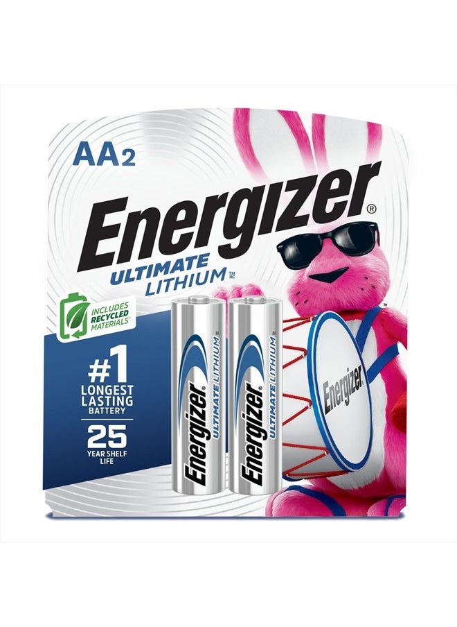Energizer - AA Lithium Batteries, World's Longest Lasting Double A Battery, Ultimate Lithium (2 Battery Count) - Packaging May Vary - Image 1