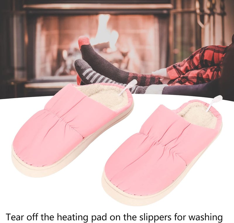 كلاراكو نعال مدفأة، أحذية قطيفة مدفأة كهربائية USB للرجال والنساء، مدفأة قدم للارتداء في المنزل، تحافظ على دفء القدمين (وردي) - Image 3
