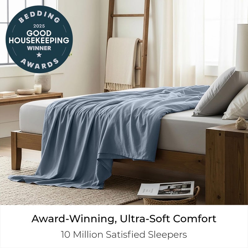 Mellanni King Size Flat Sheet - Iconic Collection Bedding - Hotel Luxury, Extra Soft, Cooling - Wrinkle, Fade, Stain Resistant - 1 Flat Sheet Only (King, Blue Hydrangea) - Image 3