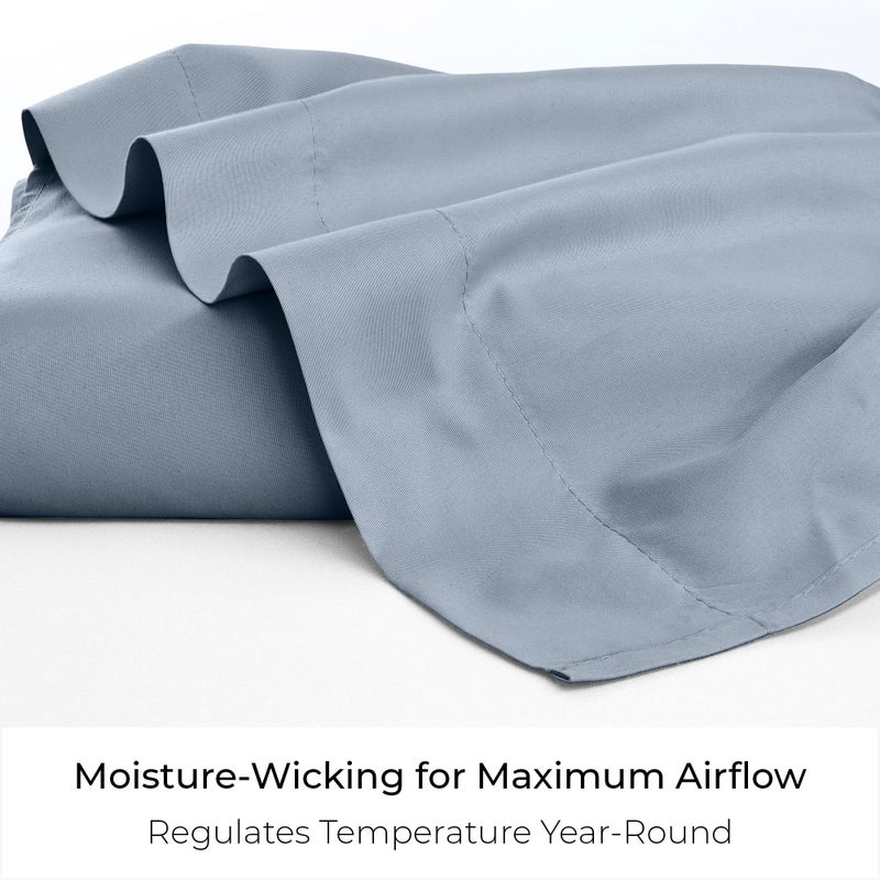 Mellanni King Size Flat Sheet - Iconic Collection Bedding - Hotel Luxury, Extra Soft, Cooling - Wrinkle, Fade, Stain Resistant - 1 Flat Sheet Only (King, Blue Hydrangea) - Image 4