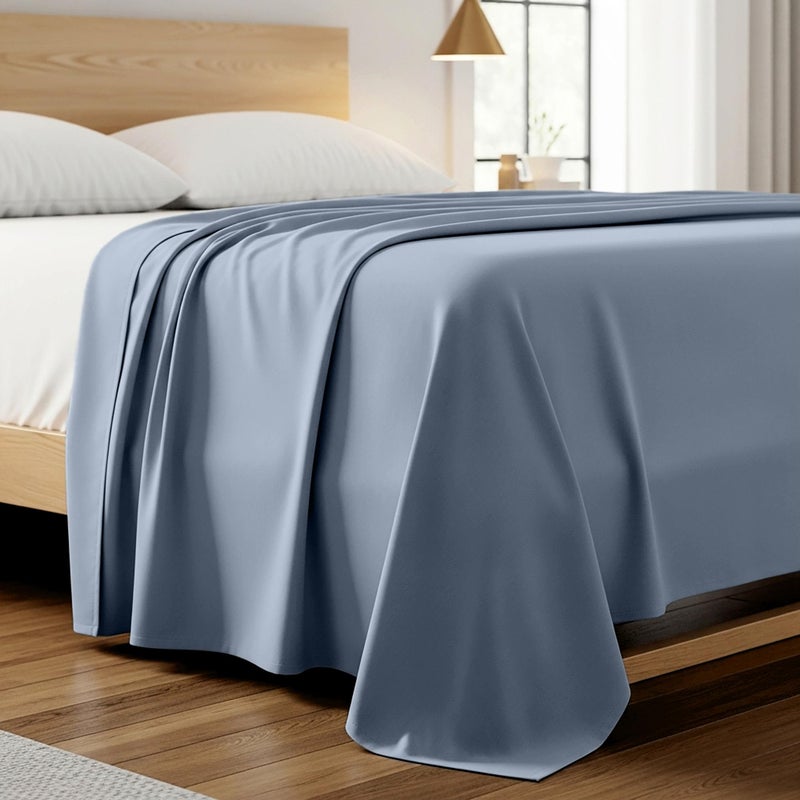 Mellanni King Size Flat Sheet - Iconic Collection Bedding - Hotel Luxury, Extra Soft, Cooling - Wrinkle, Fade, Stain Resistant - 1 Flat Sheet Only (King, Blue Hydrangea) - Image 1