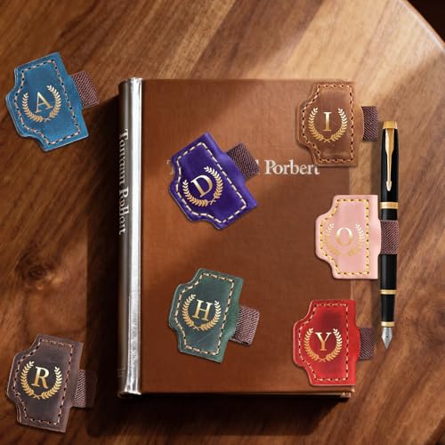 LZMLZM 26 Letters Magnetic Leather Bookmark with Pen Holder, Personalized Book Marks with Initials, Custom Name Book Makers Clips for Reading Women, Men, Teachers, Book Lovers Gifts(Red, A) - Image 4