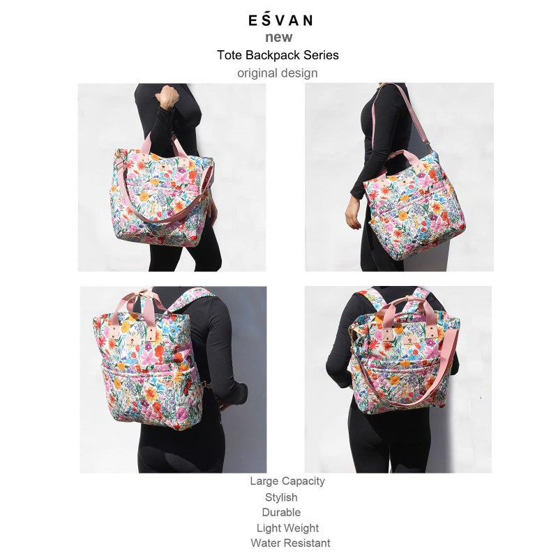 ESVAN Diaper Tote Bag Totepack Backpack Crossbody Bag 3 in 1 for Women Laptop Backpack Multifunctional with Insulated Pockets - Image 5
