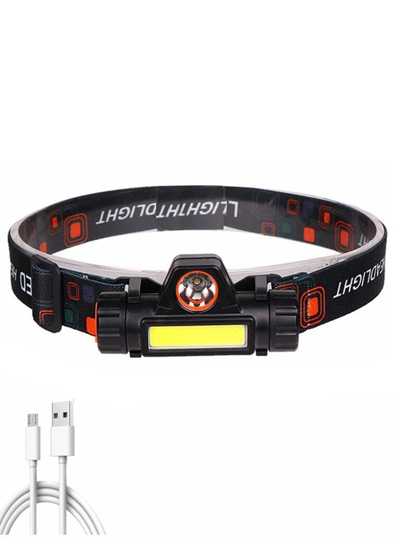 مايكروبلس مصباح رأس LED قوي  XPE + COB قابل لإعادة الشحن  USB مع بطارية مدمجة - Image 1