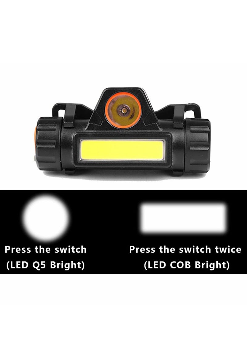 مايكروبلس مصباح رأس LED قوي  XPE + COB قابل لإعادة الشحن  USB مع بطارية مدمجة - Image 2