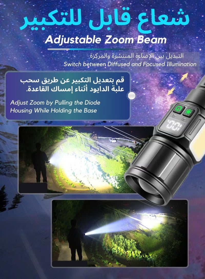 BESTPEAK Camping Flashlight | 9 Modes High Lumen Waterproof Shockproof Flashlight | 1500m Zoomable 30W LED Camping Accessory | Magnetic Base with COB Side Light for Multiple Uses - Image 5