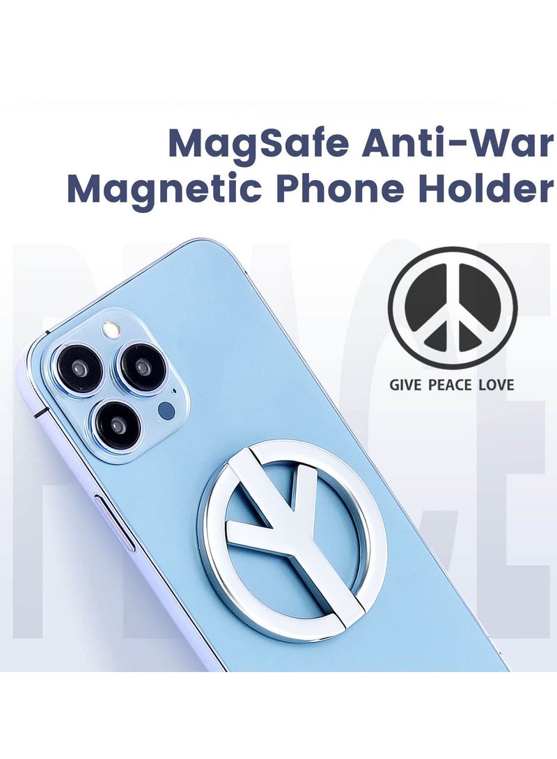 Magnetic Phone Kickstand, 360°Rotation Metal Magnetic Phone Grip & Foldable Magnetic Phone Holder, Adjustable Magnetic Phone Stand for iPhone 12/13/14 Series for MagSafe Accessories (Silver)  - Image 5