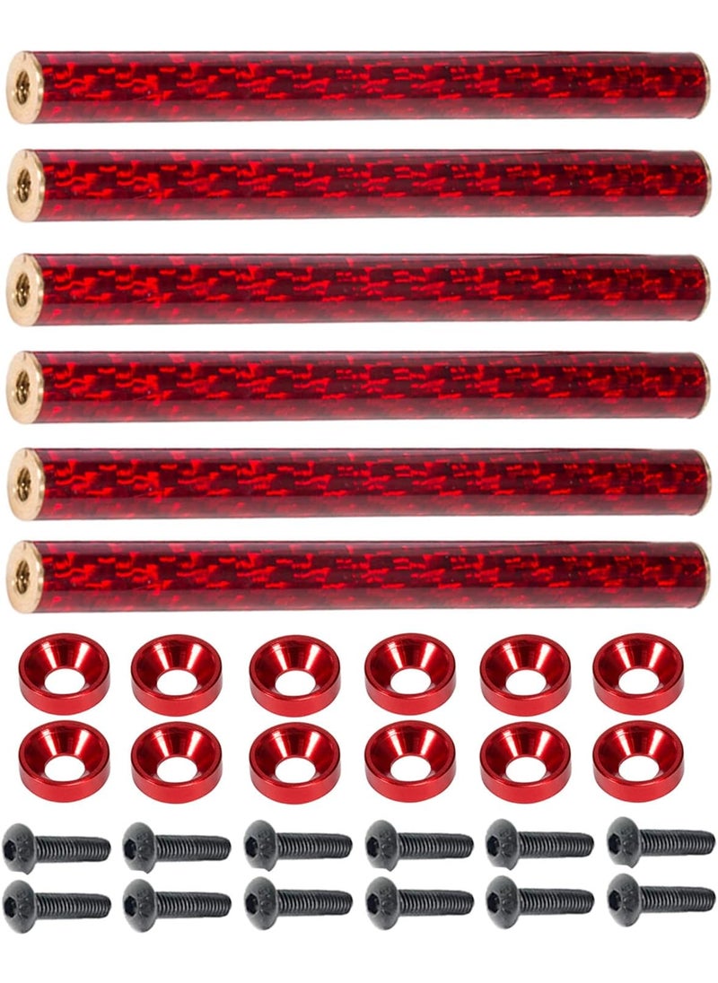 AMK AMK 6Pcs 67mm Carbon Fiber Bumper Tube Link Rods 110 Crawler Body Support Bars for LCG Chassis DIY Cheater Rigs Axial SCX10 II Element Enduro TRX6 TRX4 Upgrades Red  - Image 1