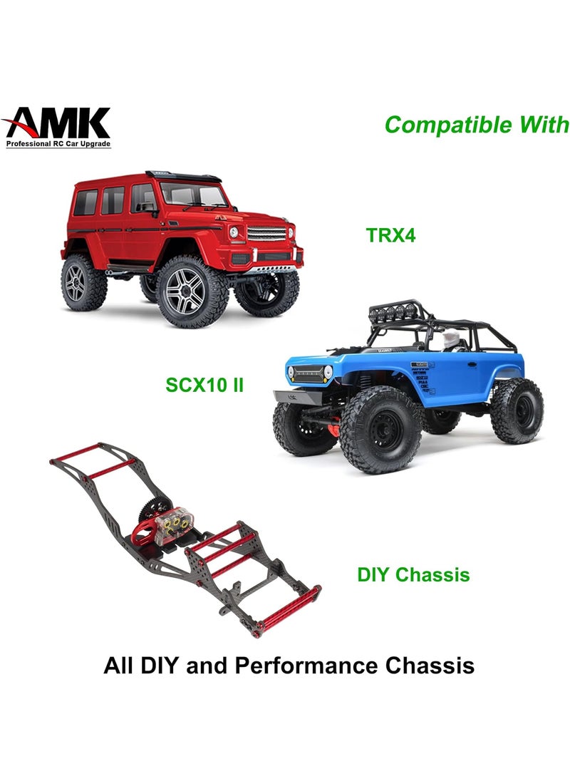 AMK AMK 6Pcs 67mm Carbon Fiber Bumper Tube Link Rods 110 Crawler Body Support Bars for LCG Chassis DIY Cheater Rigs Axial SCX10 II Element Enduro TRX6 TRX4 Upgrades Red  - Image 2