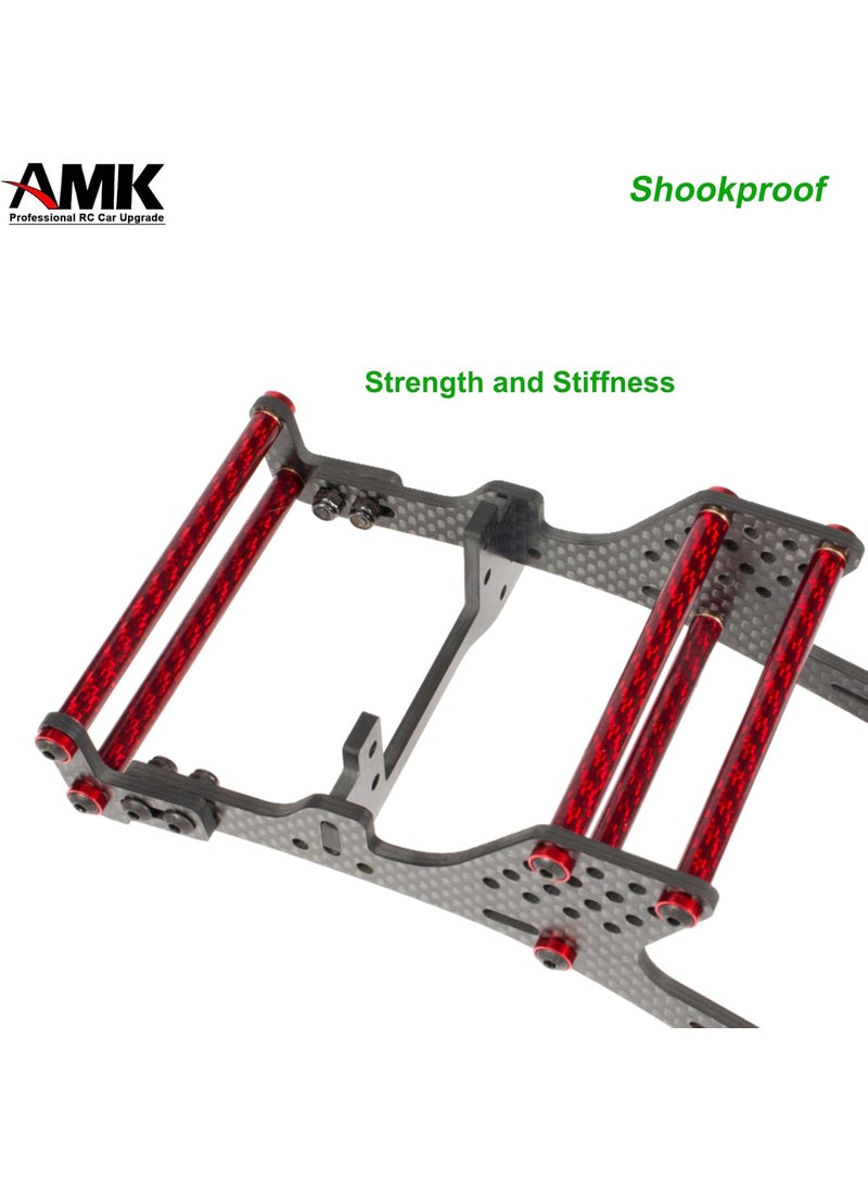 AMK AMK 6Pcs 67mm Carbon Fiber Bumper Tube Link Rods 110 Crawler Body Support Bars for LCG Chassis DIY Cheater Rigs Axial SCX10 II Element Enduro TRX6 TRX4 Upgrades Red  - Image 5
