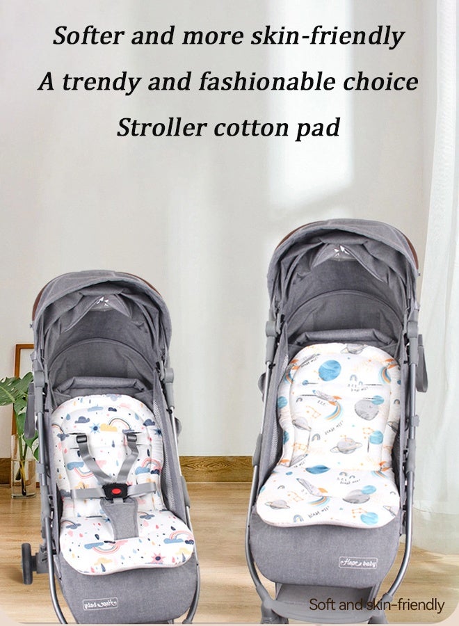 Vinnatsu Baby High Chair Cushion, Soft And Comfortable Cotton Baby Dining Chair Cushion, Cotton Baby Stroller Cushion Pad, Colored Pattern Design Baby Carriage Non Slip Cushion, Car Seat Pad, Happy Planet - Image 3