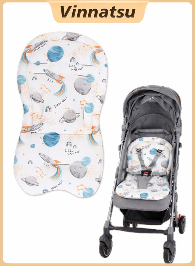 Vinnatsu Baby High Chair Cushion, Soft And Comfortable Cotton Baby Dining Chair Cushion, Cotton Baby Stroller Cushion Pad, Colored Pattern Design Baby Carriage Non Slip Cushion, Car Seat Pad, Happy Planet - Image 1