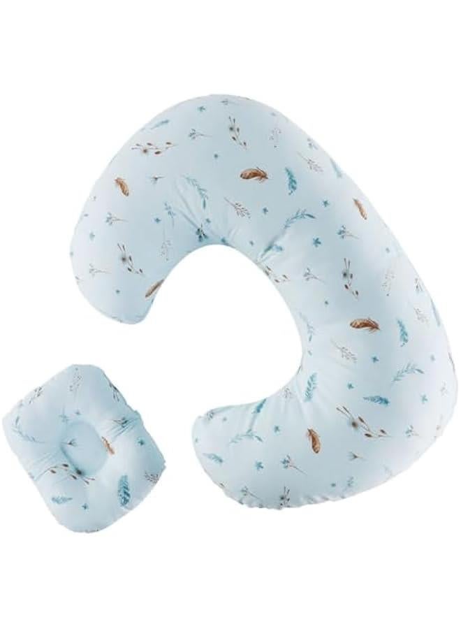 HOOKOR Nursing Pillow for Infant Feeding Cushion, Newborn Support Pillow for Breastfeeding Baby and Bottle Feeding, with Washable Pillow Cover for Boys & Girls (Blue (Feather)) - Image 1
