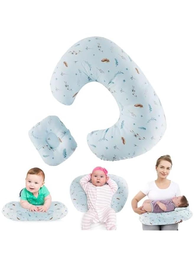 HOOKOR Nursing Pillow for Infant Feeding Cushion, Newborn Support Pillow for Breastfeeding Baby and Bottle Feeding, with Washable Pillow Cover for Boys & Girls (Blue (Feather)) - Image 3