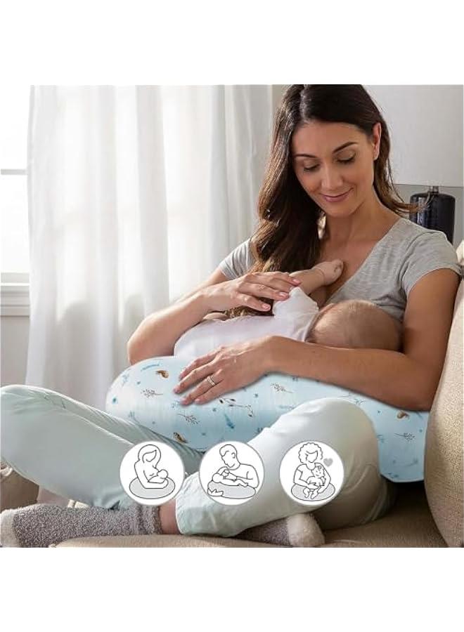 HOOKOR Nursing Pillow for Infant Feeding Cushion, Newborn Support Pillow for Breastfeeding Baby and Bottle Feeding, with Washable Pillow Cover for Boys & Girls (Blue (Feather)) - Image 5