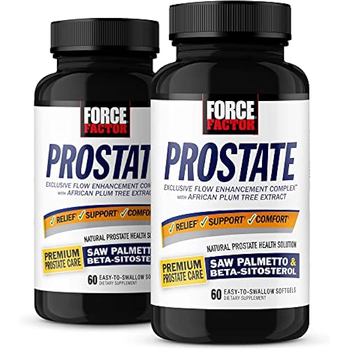 Force Factor Prostate, Saw Palmetto and Beta Sitosterol Supplement for Men, Prostate Health Support, Size Support, Urinary Relief, Bladder Control, Reduce Nighttime Urination, 60 Count (Pack of 2) - Image 1