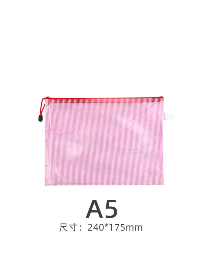 Transparent File Bag A4 Office Supplies Mesh Zipper Bag Stationery Pvc Waterproof Satchel Test Paper Information Bag
