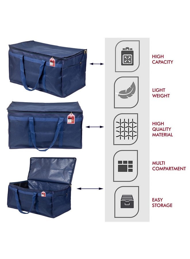 Luces Nylon Blue Pack of 1 Travelling Bag Duffle Bags Wardrobe Luggage Organizer Under Bed Storage Bag Large - Image 4